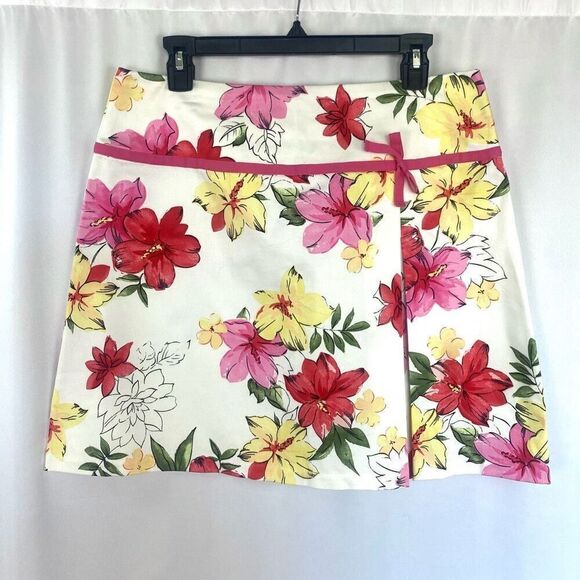 Vintage Y2K Micro Mini Skirt Women's Sz 12P  Floral Short Retro Bow Coquette - Picture 1 of 8
